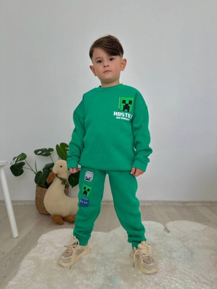 MINECRAFT BASKILI KIŞLIK ERKEK ÇOCUK TAKIMI