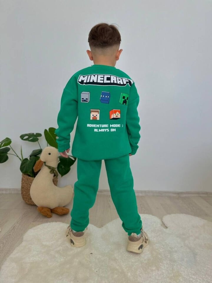 MINECRAFT BASKILI KIŞLIK ERKEK ÇOCUK TAKIMI