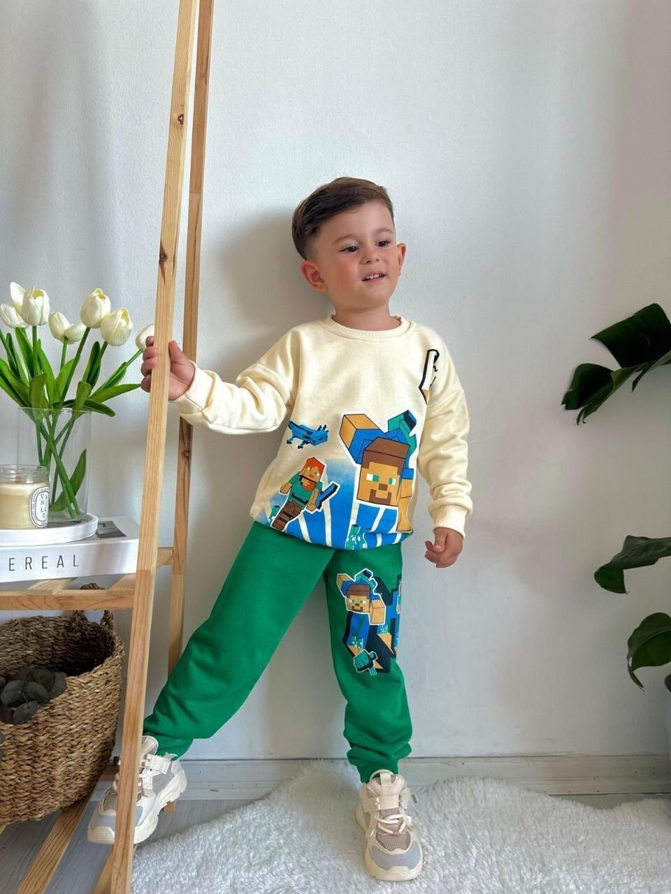 MINECRAFT BASKILI KIŞLIK ERKEK ÇOCUK TAKIMI