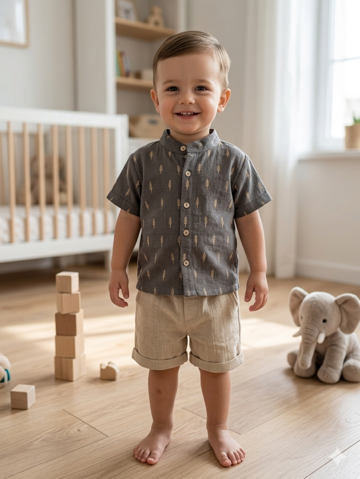 ERKEK BEBE YAZLIK KETEN TAKIM