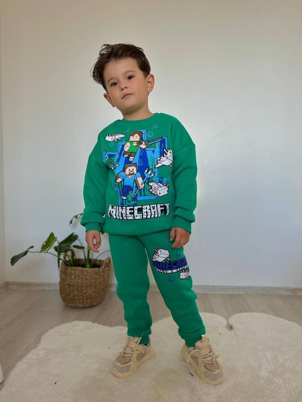 MINECRAFT BASKILI KIŞLIK ERKEK ÇOCUK TAKIMI