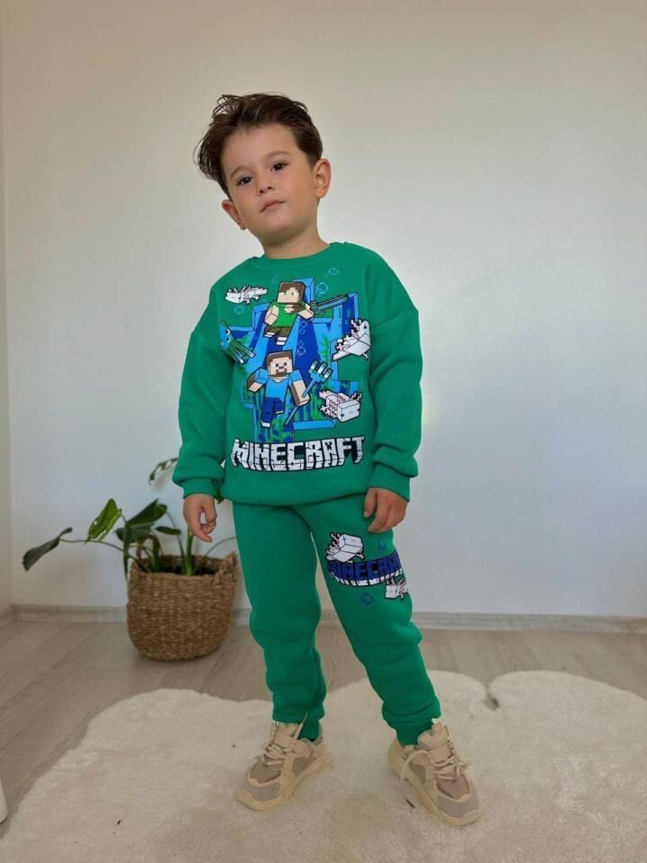 MINECRAFT BASKILI KIŞLIK ERKEK ÇOCUK TAKIMI
