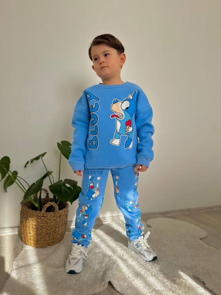 BLUEY BASKILI KIŞLIK ERKEK ÇOCUK TAKIMI