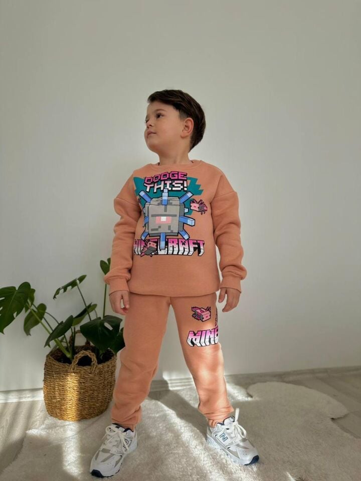 MINECRAFT BASKILI KIŞLIK ERKEK ÇOCUK TAKIMI