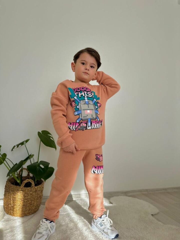 MINECRAFT BASKILI KIŞLIK ERKEK ÇOCUK TAKIMI