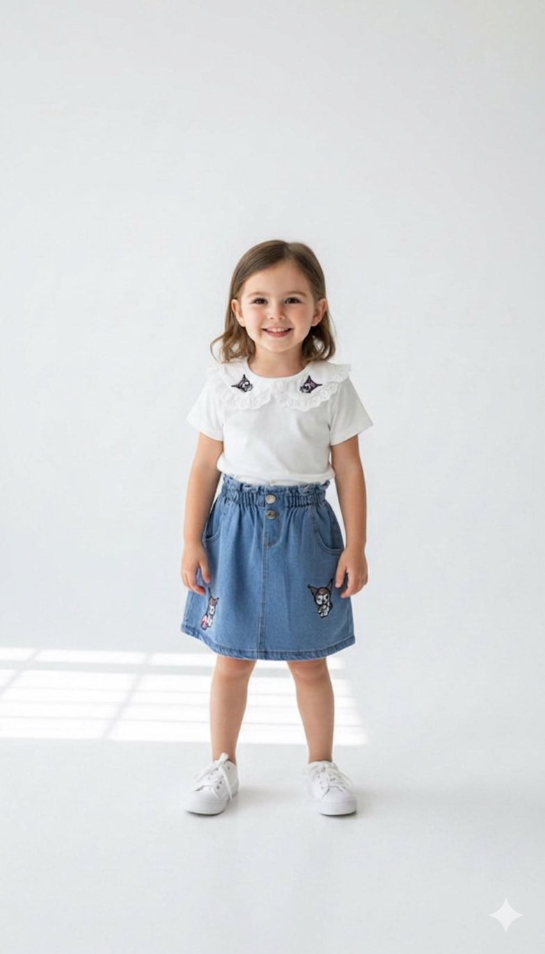 KUROMİ NAKIŞLI KOT ETEKLİ TAKIM