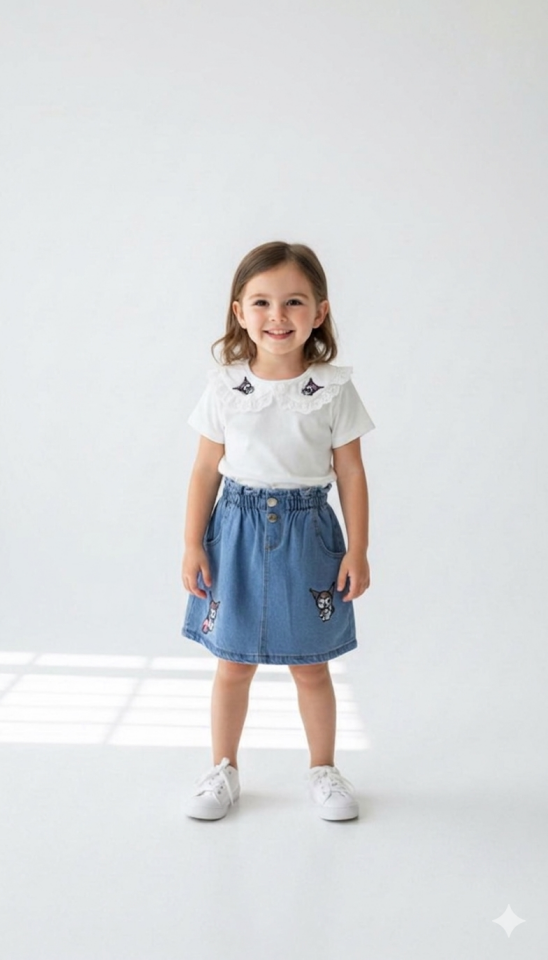 KUROMİ NAKIŞLI KOT ETEKLİ TAKIM