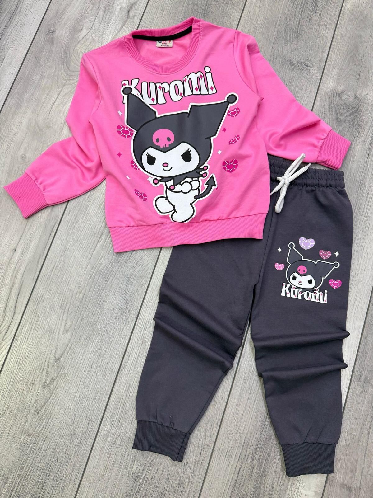 KUROMİ BASKILI MEVSİMLİK KIZ ÇOCUK TAKIMI