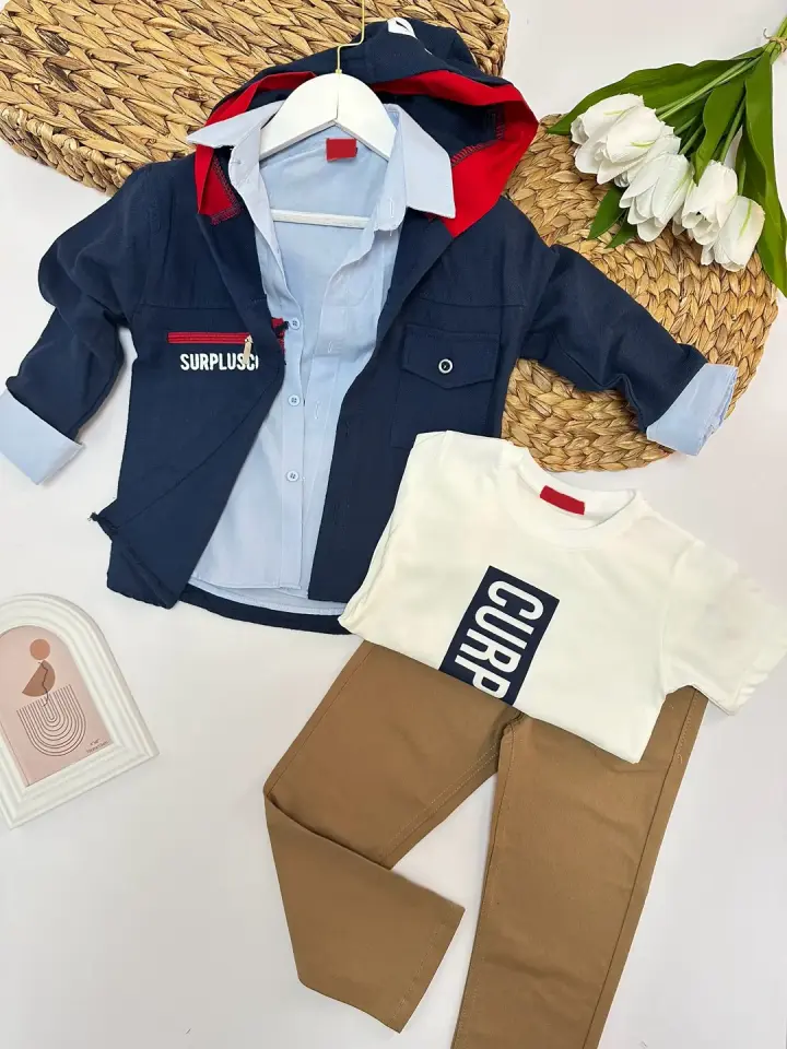 ERKEK 4'LÜ KOMBİN (TİŞÖRT-GÖMLEK-CEKET- PANTOLON)