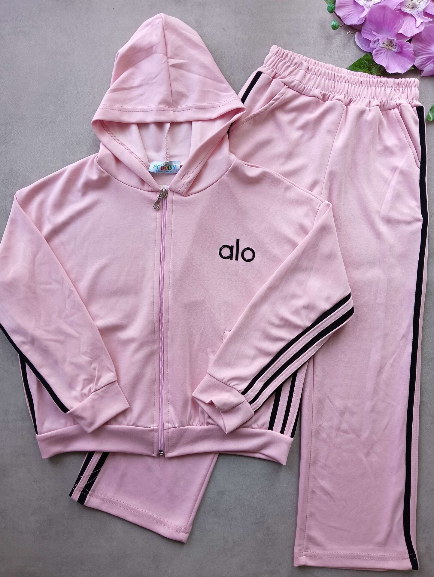 ALO BASKLI FERMUARLI KIZ EŞOFMAN TAKIMI