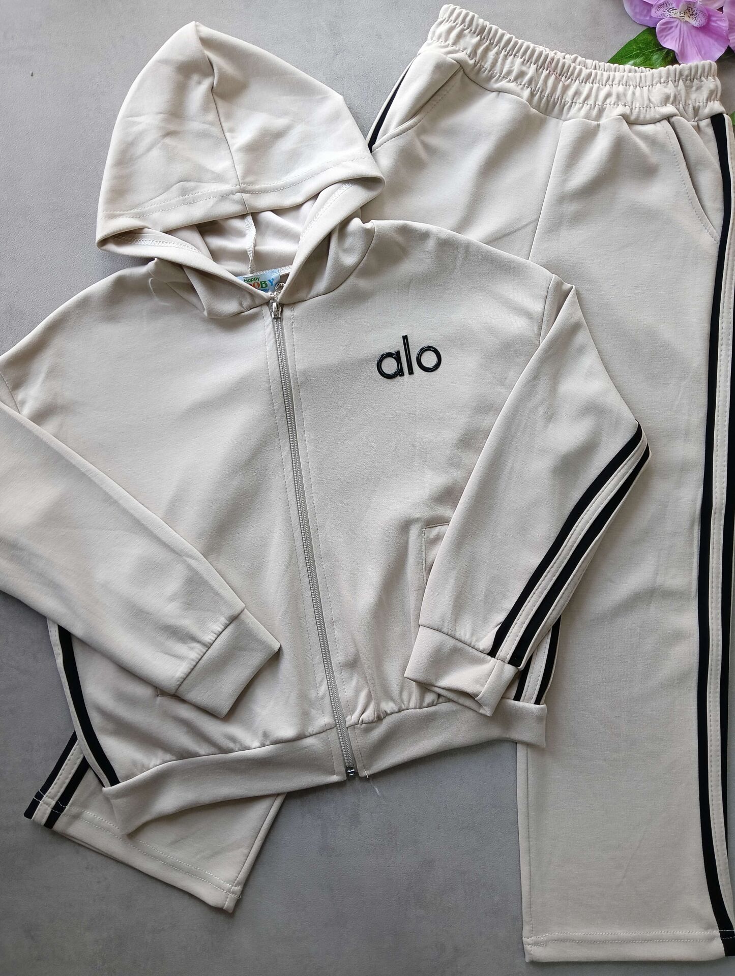 ALO BASKLI FERMUARLI KIZ EŞOFMAN TAKIMI