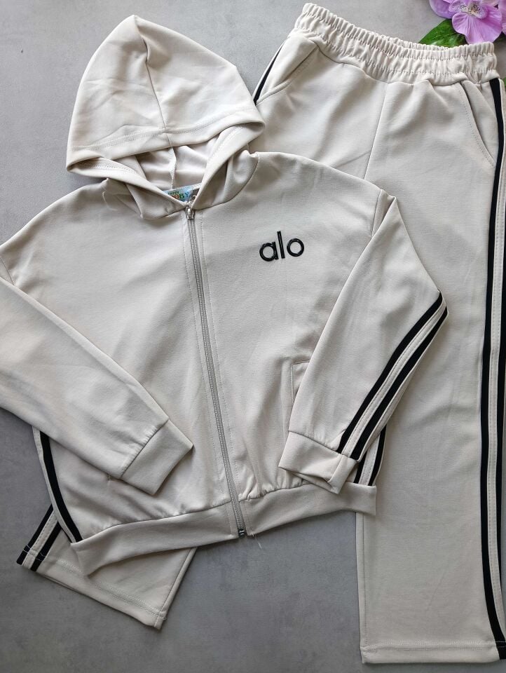 ALO BASKLI FERMUARLI KIZ EŞOFMAN TAKIMI