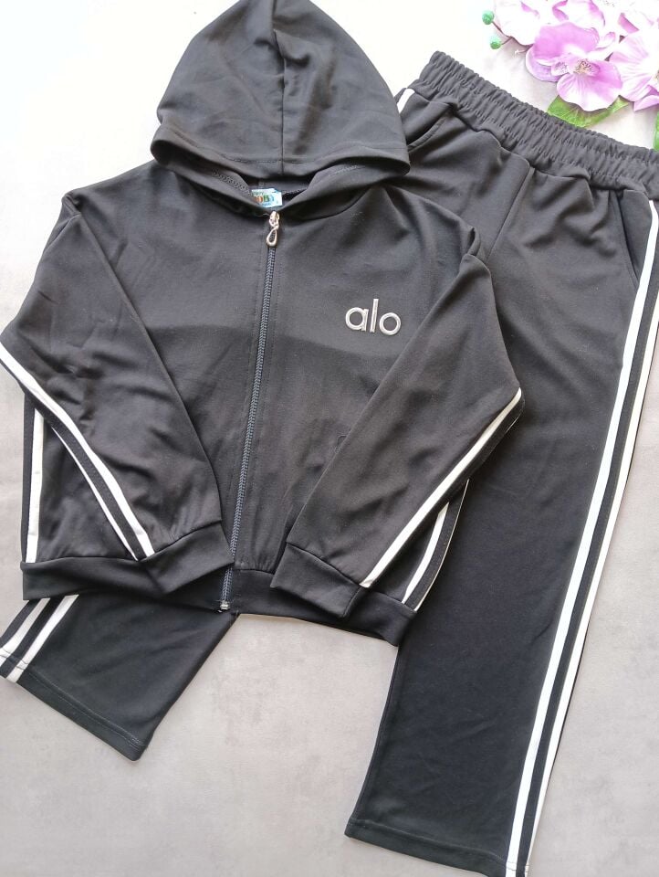 ALO BASKLI FERMUARLI KIZ EŞOFMAN TAKIMI