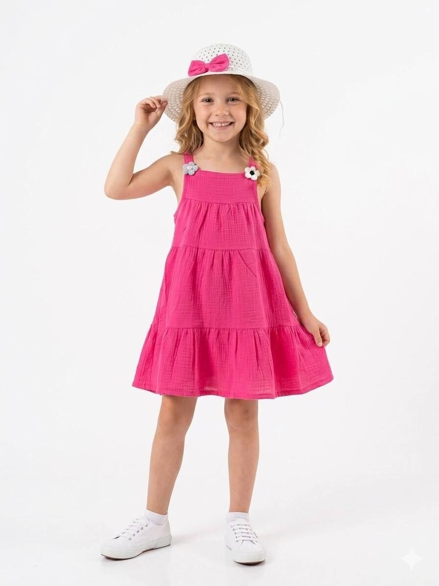 MÜSLİN KUMAŞ ŞAPKALI YAZLIK ELBİSE