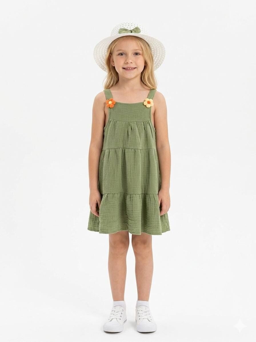 MÜSLİN KUMAŞ ŞAPKALI YAZLIK ELBİSE