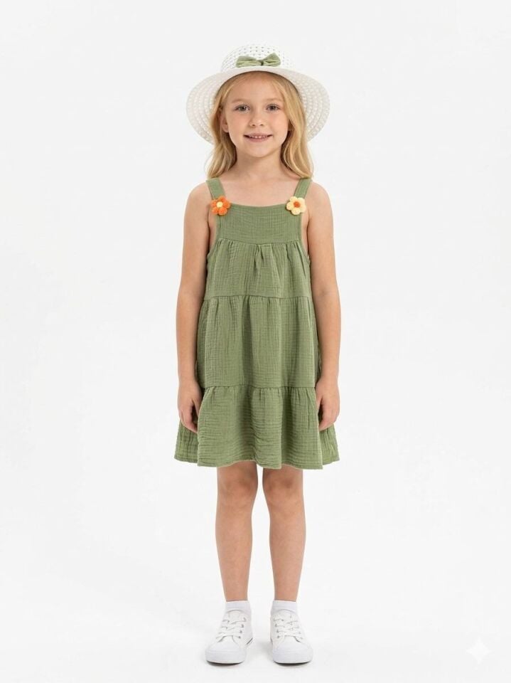 MÜSLİN KUMAŞ ŞAPKALI YAZLIK ELBİSE