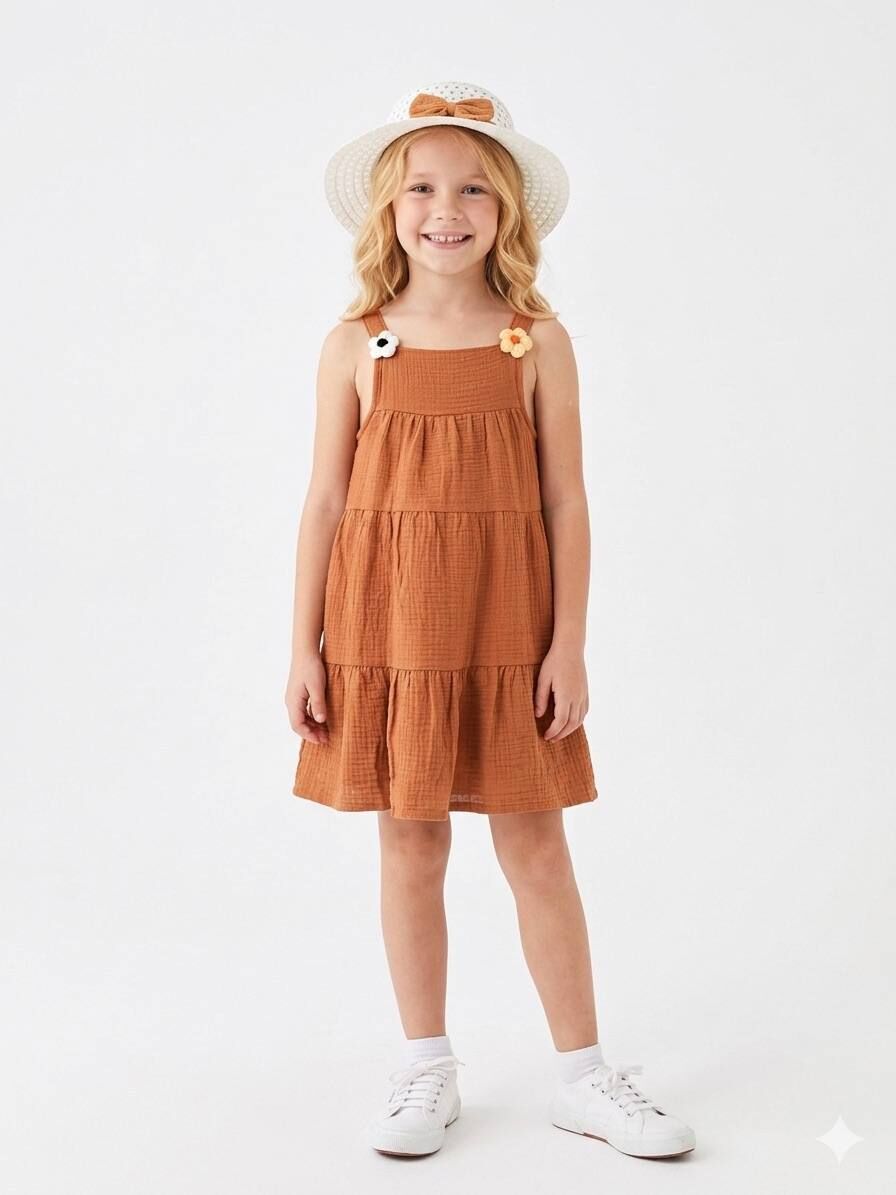 MÜSLİN KUMAŞ ŞAPKALI YAZLIK ELBİSE