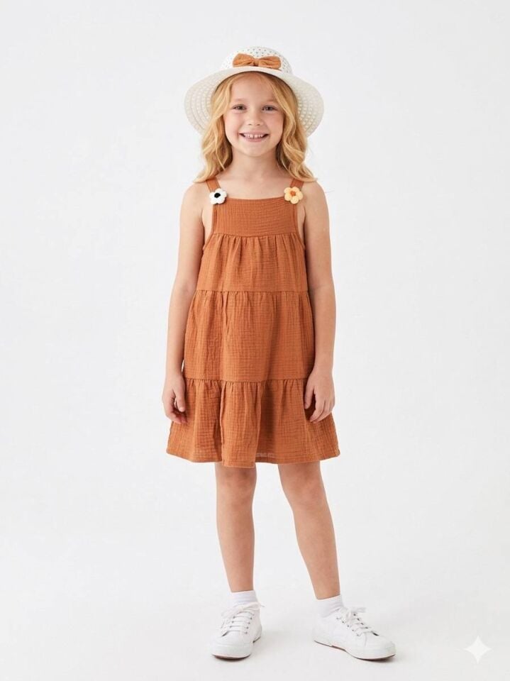 MÜSLİN KUMAŞ ŞAPKALI YAZLIK ELBİSE