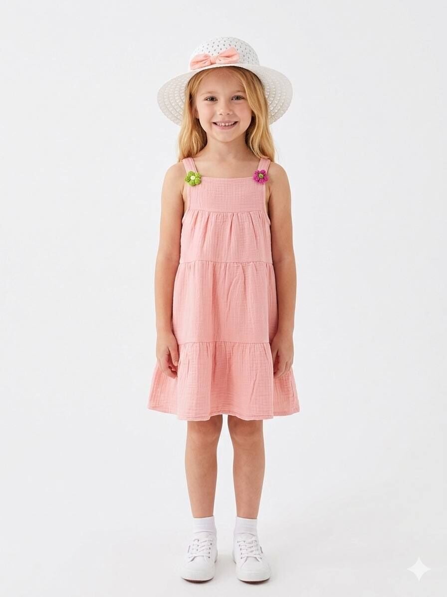 MÜSLİN KUMAŞ ŞAPKALI YAZLIK ELBİSE