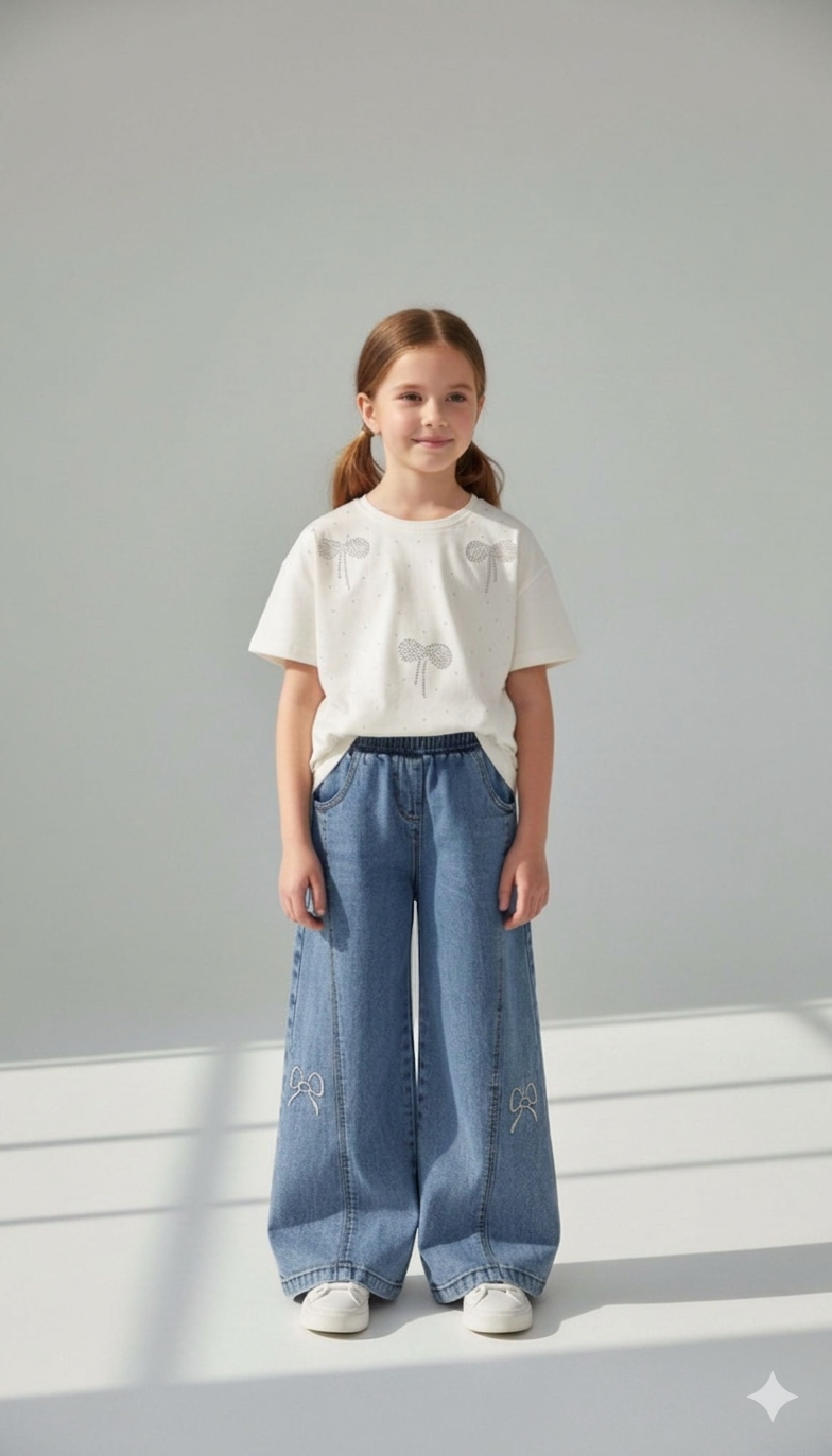 KOT PANTOLONLU YAZLIK KIZ ÇOCUK TAKIMI