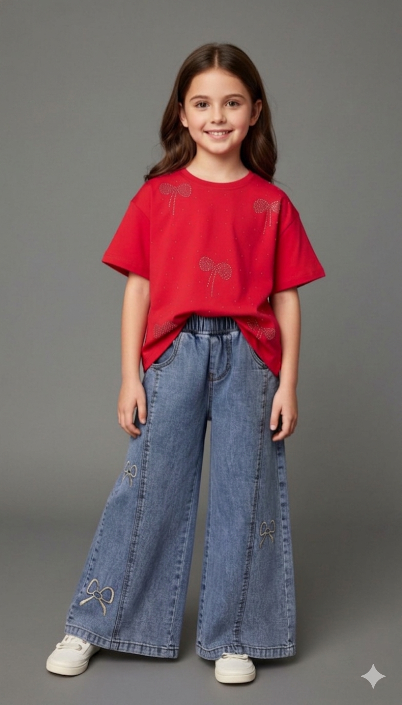 KOT PANTOLONLU YAZLIK KIZ ÇOCUK TAKIMI