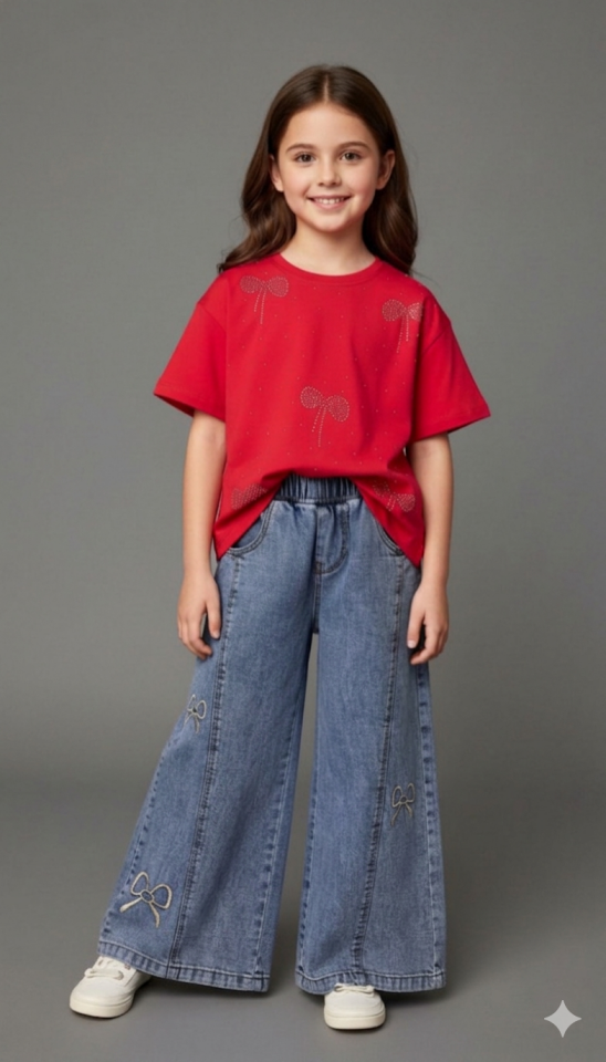 KOT PANTOLONLU YAZLIK KIZ ÇOCUK TAKIMI