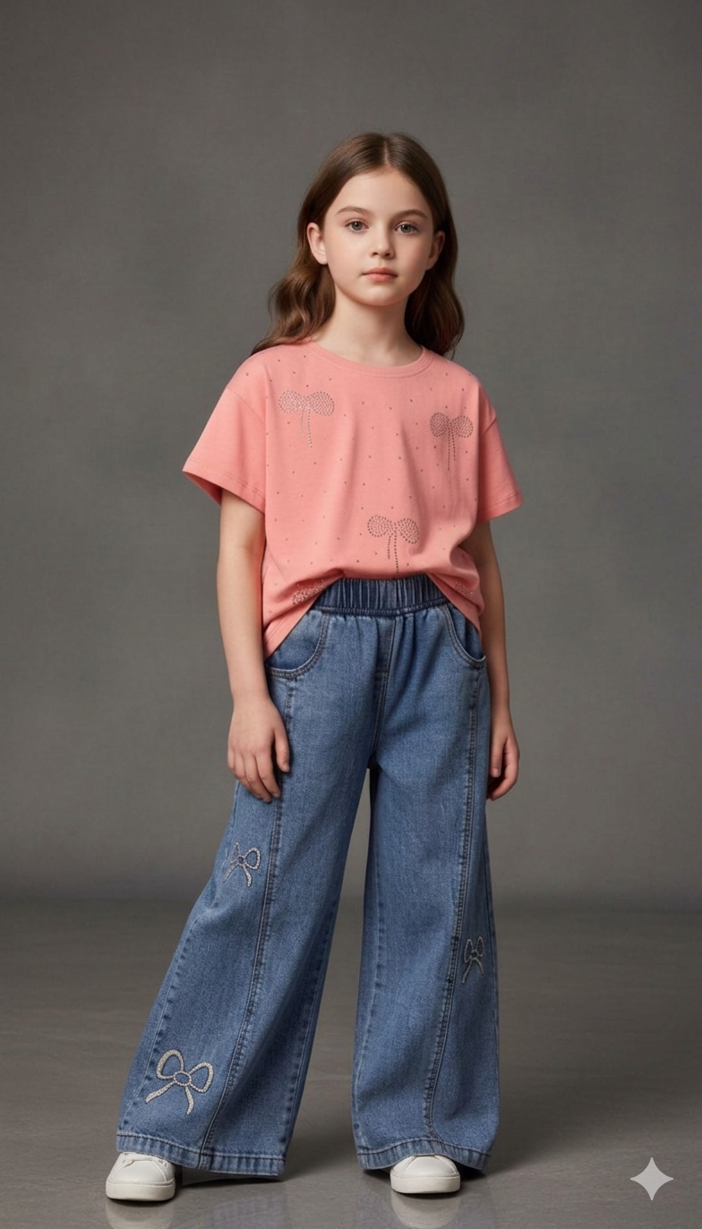 KOT PANTOLONLU YAZLIK KIZ ÇOCUK TAKIMI