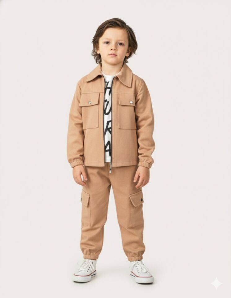 3'LÜ GABARDİN KUMAŞ ERKEK ÇOCUK TAKIMI