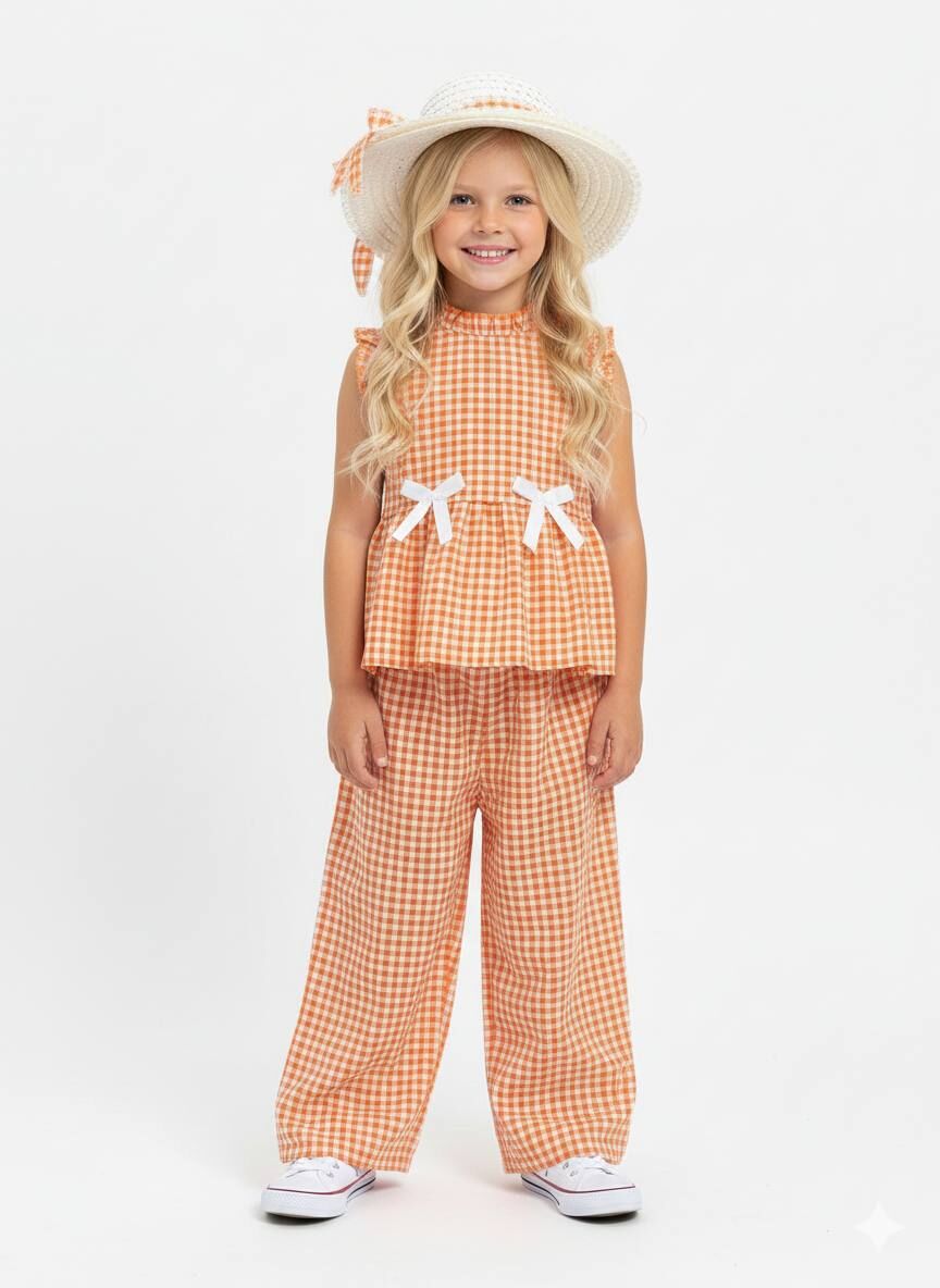 ŞAPKALI YAZLIK KIZ ÇOCUK TAKIMI