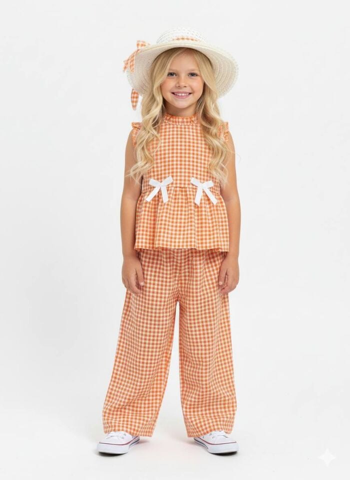 ŞAPKALI YAZLIK KIZ ÇOCUK TAKIMI