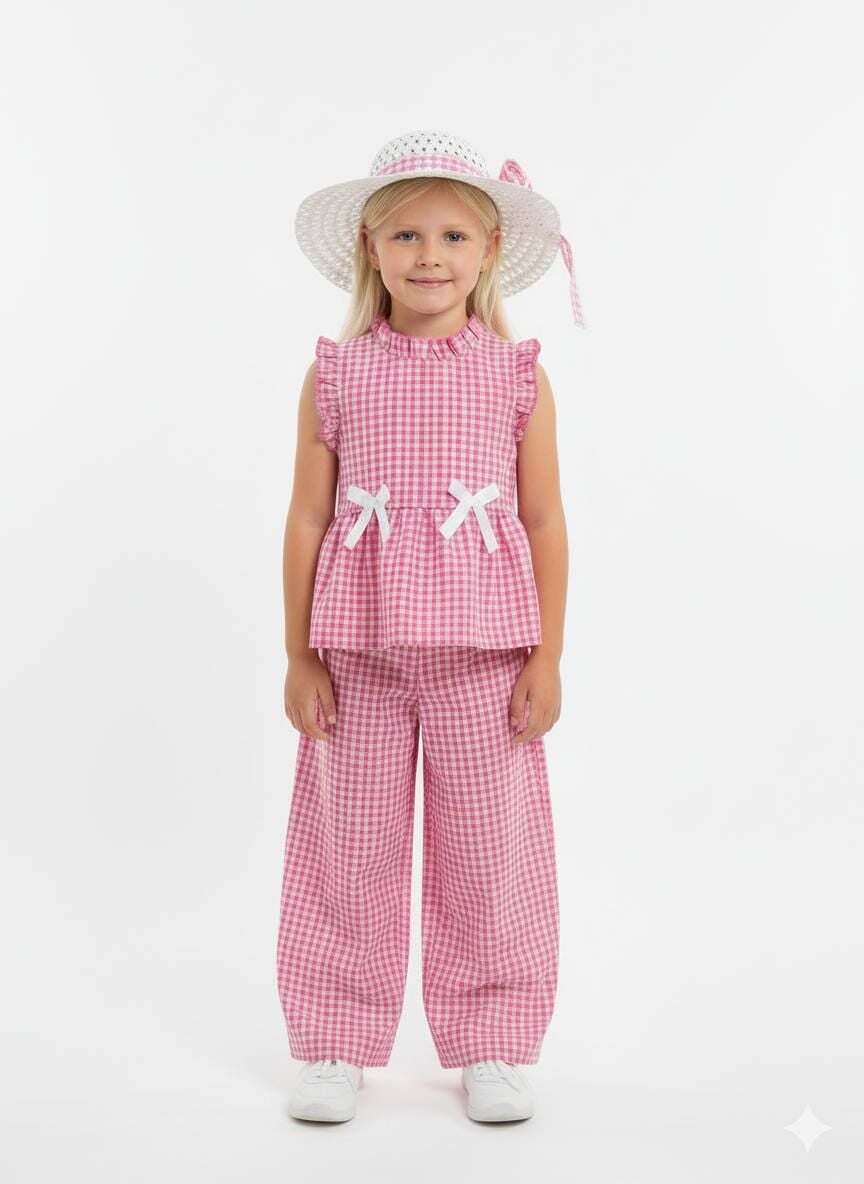 ŞAPKALI YAZLIK KIZ ÇOCUK TAKIMI