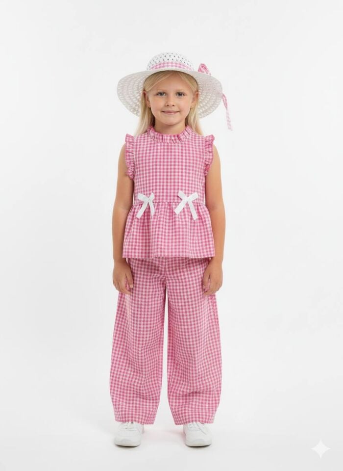 ŞAPKALI YAZLIK KIZ ÇOCUK TAKIMI