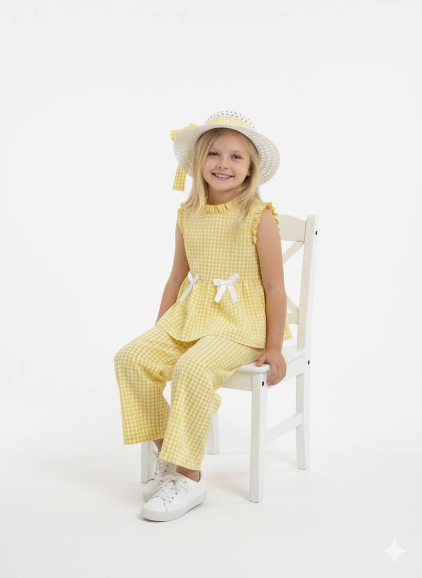 ŞAPKALI YAZLIK KIZ ÇOCUK TAKIM