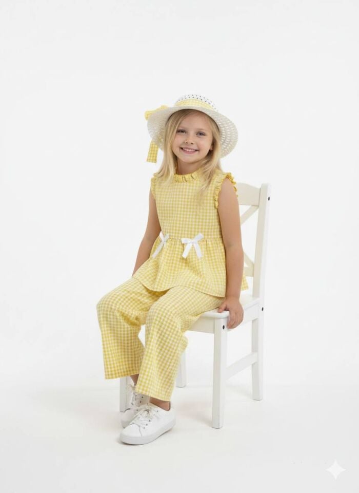 ŞAPKALI YAZLIK KIZ ÇOCUK TAKIM