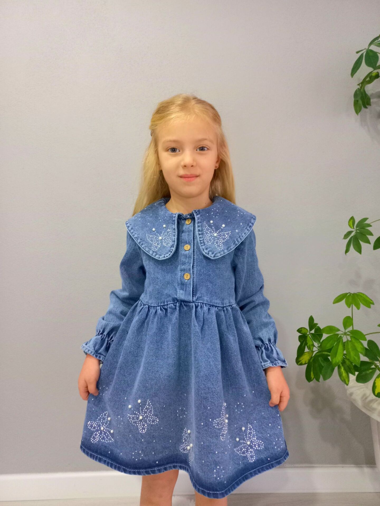 TAŞ SÜSLEMELİ KOT ELBİSE