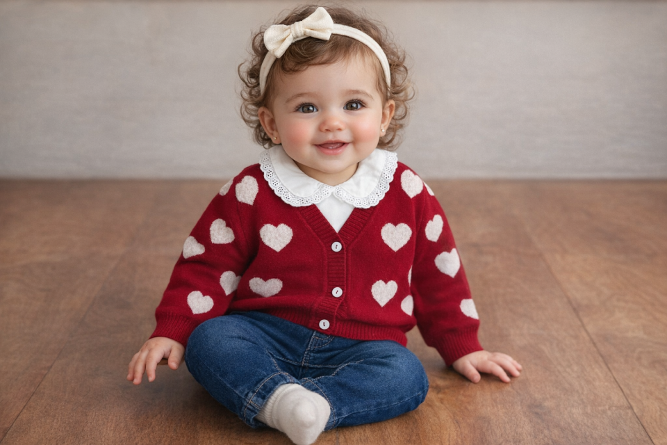 3'LÜ KIZ BEBE TAKIMI(TRİKO CEKET-GÖMLEK-PANOLON)