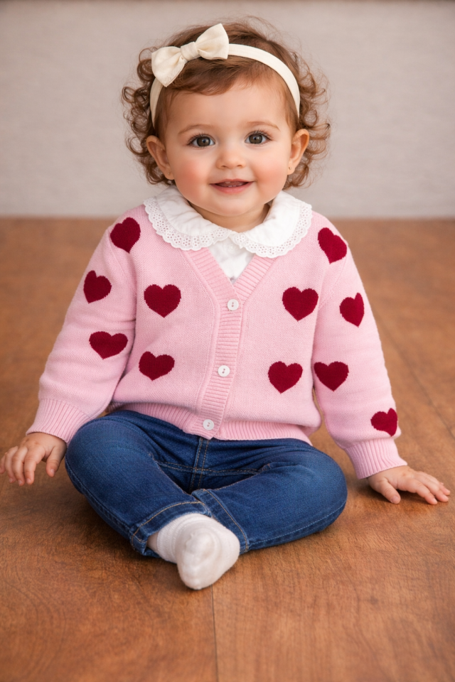 3'LÜ KIZ BEBE TAKIMI(TRİKO CEKET-GÖMLEK-PANOLON)