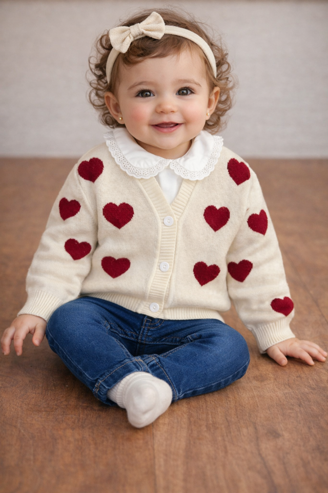 3'LÜ KIZ BEBE TAKIMI(TRİKO CEKET-GÖMLEK-PANOLON)