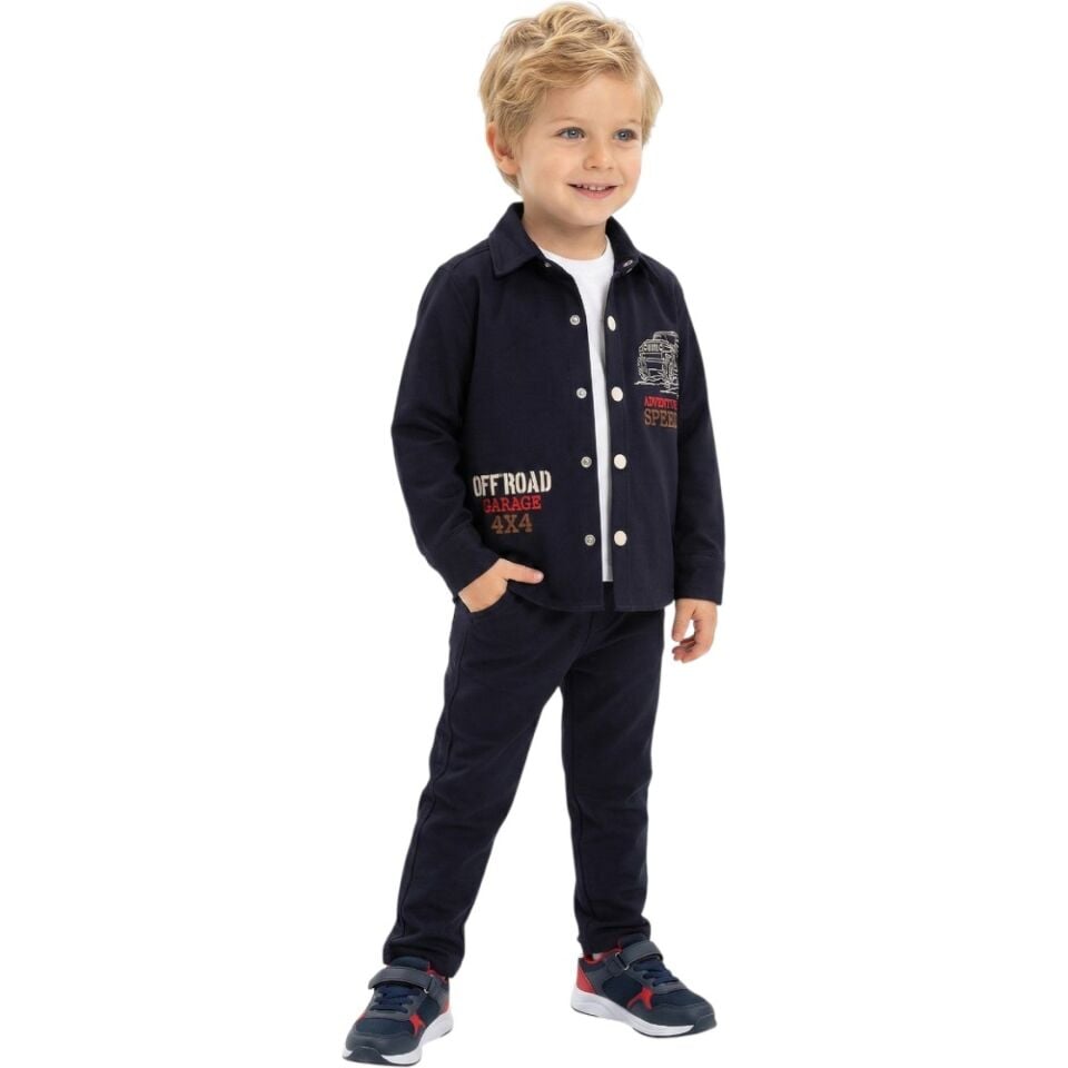 NAKIŞLI 3'LÜ KETEN TAKIM (LACİVERT)