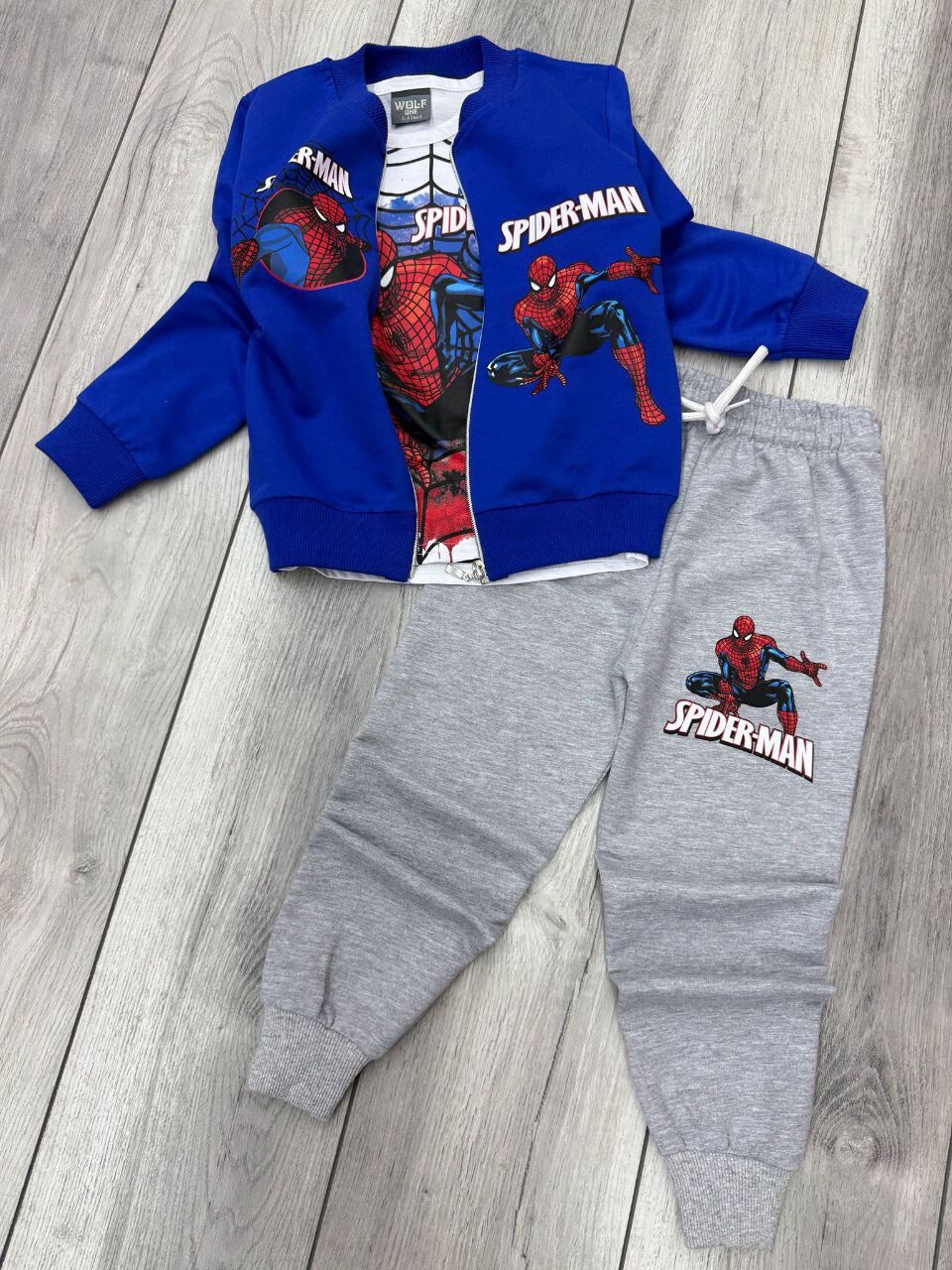 ÖRÜMCEK ADAM BASKILI ÜÇLÜ MEVSİMLİK ERKEK ÇOCUK TAKIMI