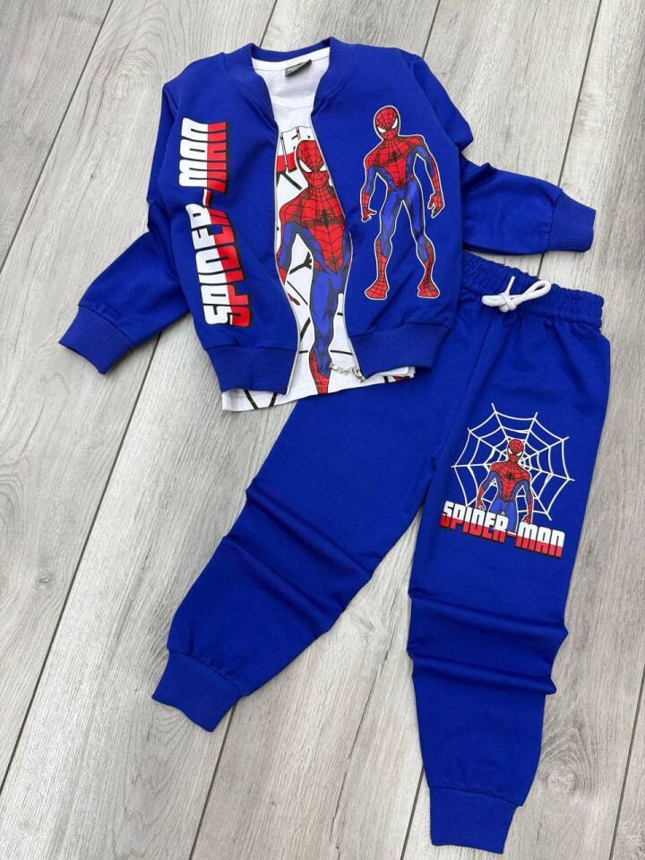 ÖRÜMCEK ADAM BASKILI ÜÇLÜ MEVSİMLİK ERKEK ÇOCUK TAKIMI