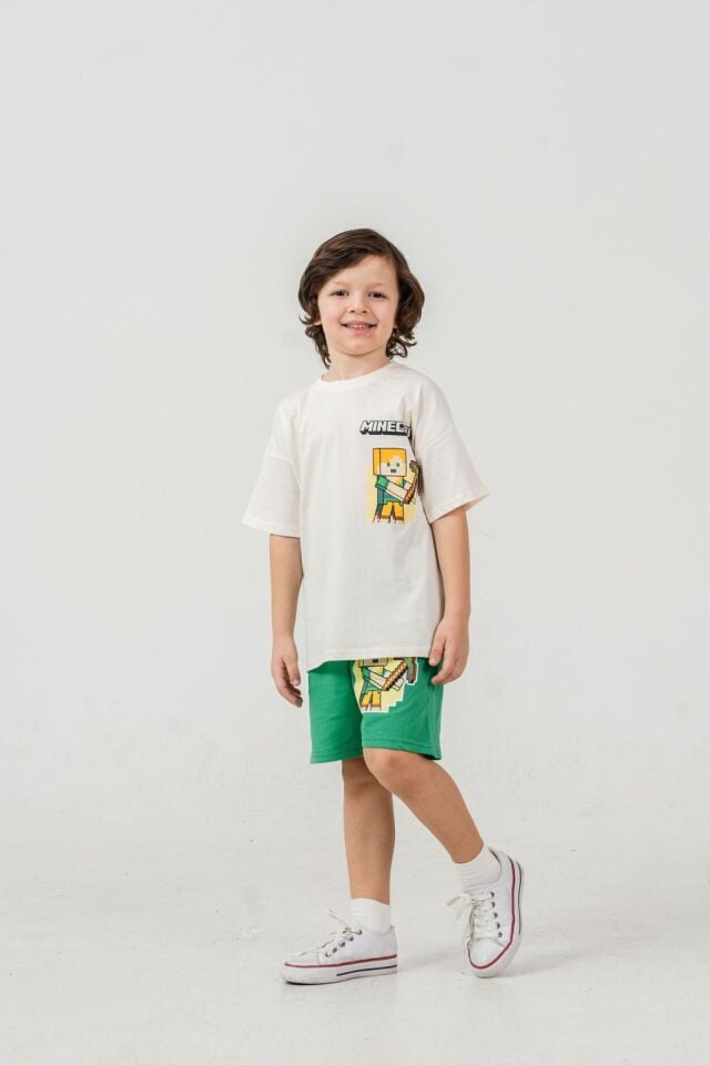 MINECRAFT BASKILI YAZLIK ŞORTLU TAKIM