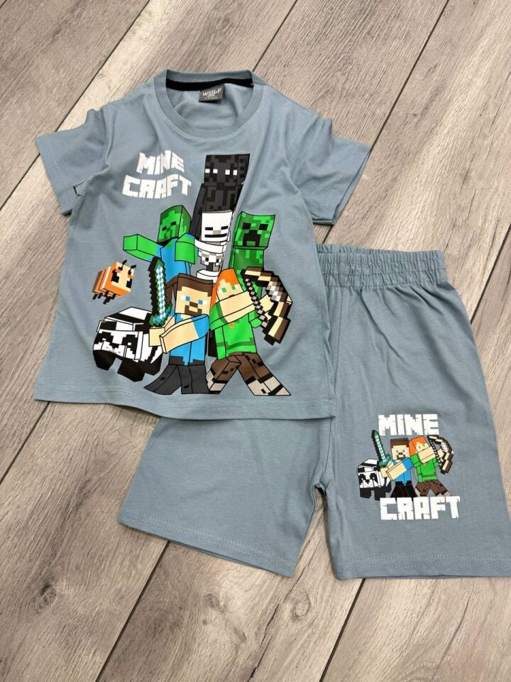 MINECRAFT BASKILI YAZLIK ERKEK ÇOCUK TAKIMI