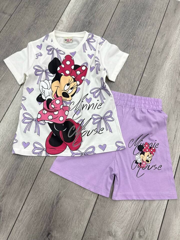 MINNIE MAUSE BASKILI YAZLIK KIZ TAKIM