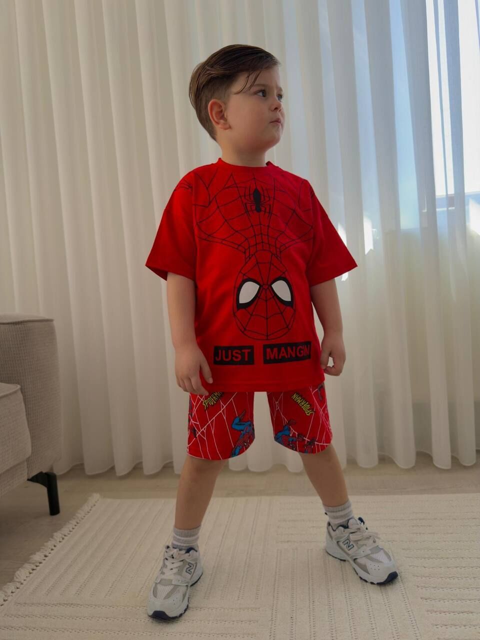 ÖRÜMCEK ADAM BASKILI YAZLIK ERKEK ÇOCUK TAKIMI