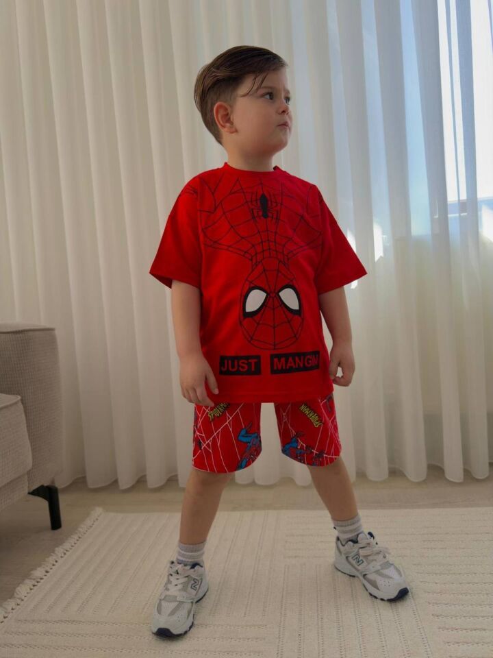 ÖRÜMCEK ADAM BASKILI YAZLIK ERKEK ÇOCUK TAKIMI