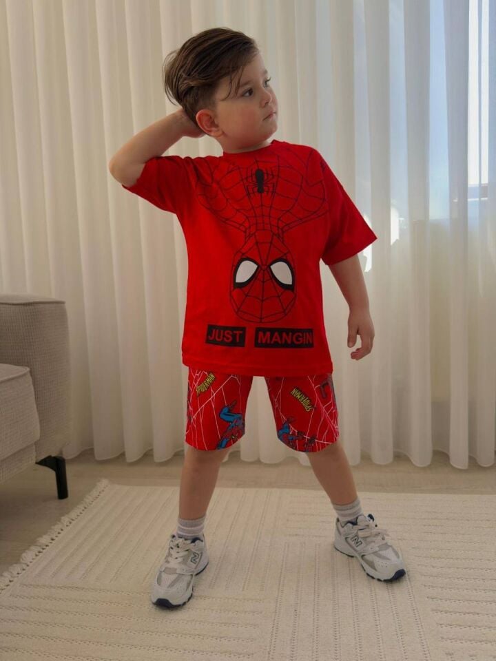 ÖRÜMCEK ADAM BASKILI YAZLIK ERKEK ÇOCUK TAKIMI