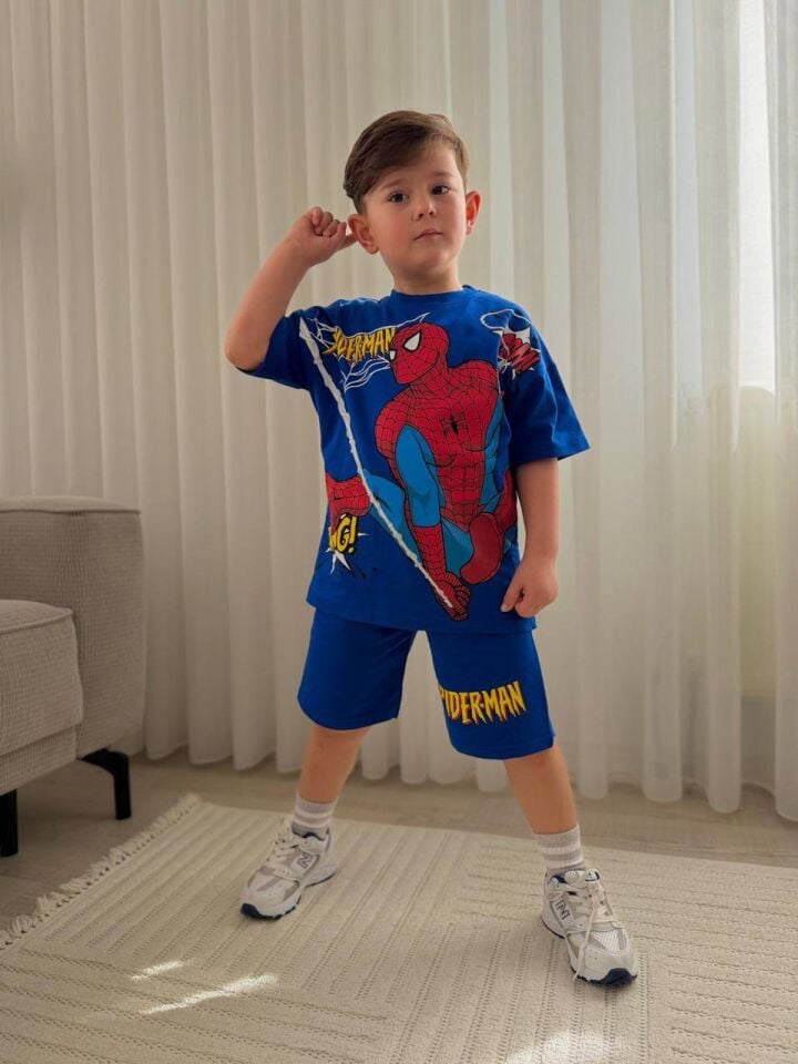 ÖRÜMCEK ADAM BASKILI YAZLIK ERKEK ÇOCUK TAKIMI