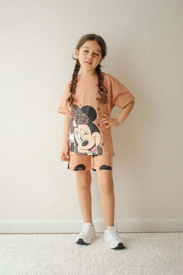 MINNIE BASKILI YAZLIK KIZ ÇOCUK TAKIMI