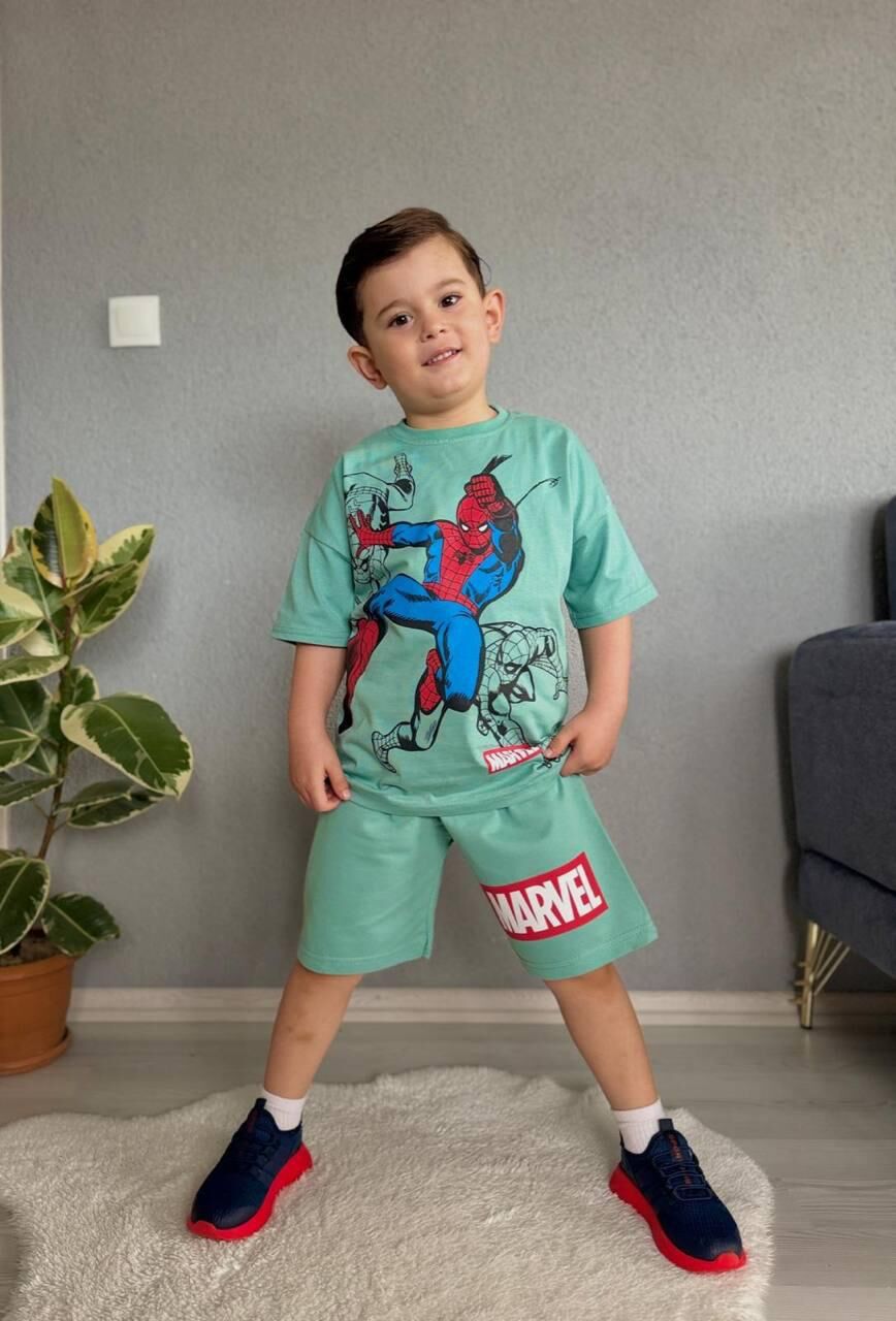 ÖRÜMCEK ADAM BASKILI YAZLIK ERKEK ÇOCUK TAKIMI